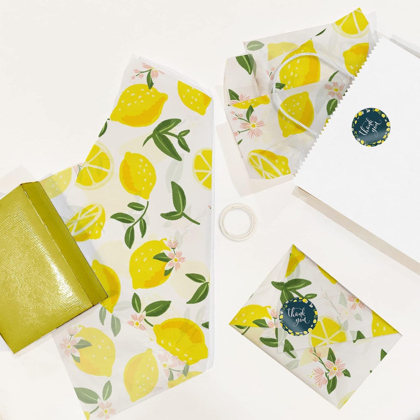 Bulk Elegant Summer Lemons Tissue Paper Wrapping Gift Bags, Crafts DIY Project Party Decorations Packaging - Creative Uses for Wedding Birthday & Holiday Events - 24 Sheets 20"x30"