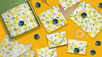 Bulk Elegant Summer Lemons Tissue Paper Wrapping Gift Bags, Crafts DIY Project Party Decorations Packaging - Creative Uses for Wedding Birthday & Holiday Events - 24 Sheets 20"x30"