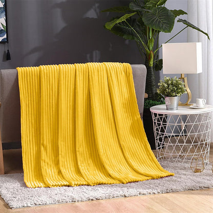 Cozy Super Soft Throw Blankets for Bed, 80x60 Inch Queen Size Solid 3D Striped Decorative Fluffy Blanket for Living Room Sofa, Plush Lightweight Warm Fuzzy Flannel Blankets for All Seasons