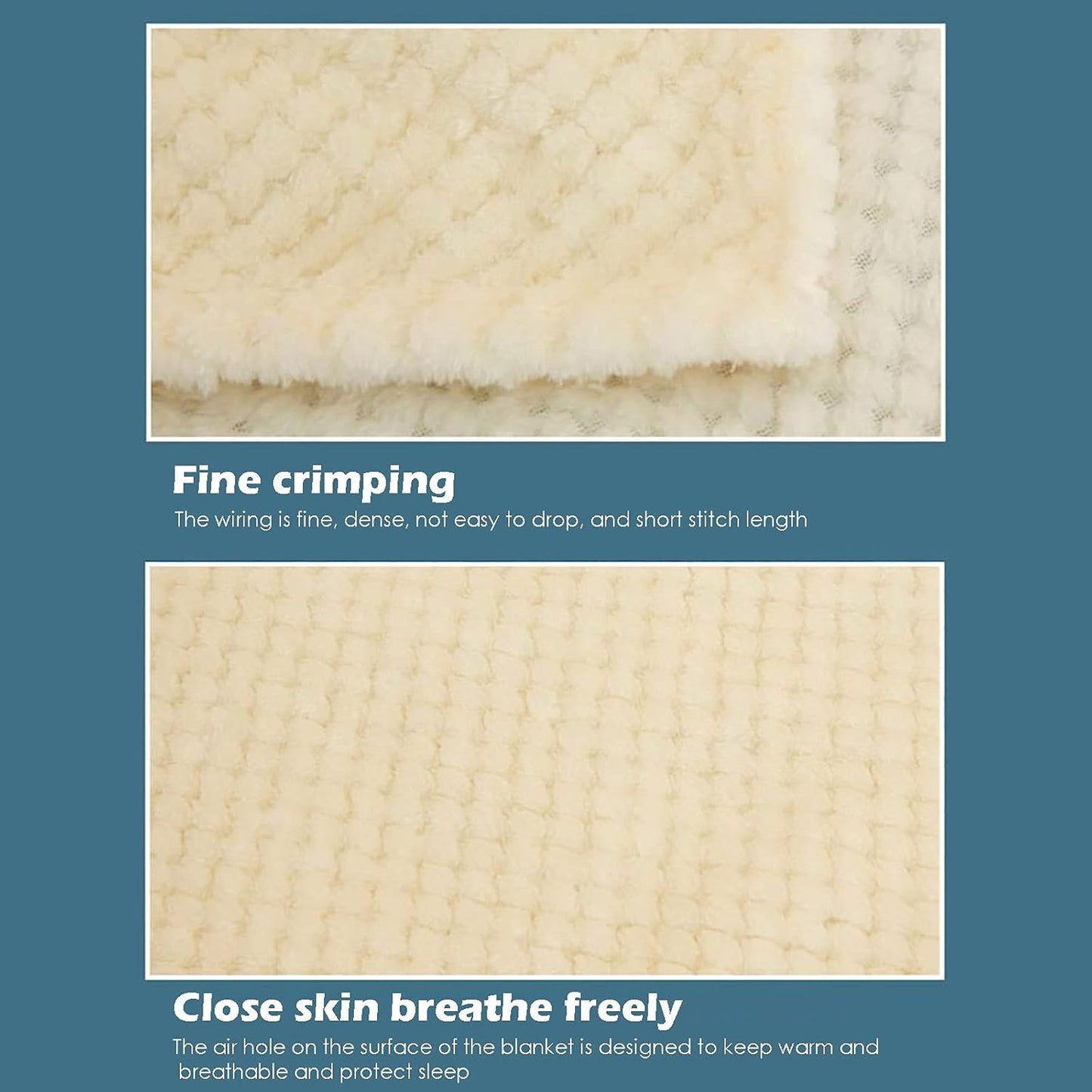 Cozy Super Soft Throw Blankets for Bed, 80x60 Inch Queen Size Solid 3D Striped Decorative Fluffy Blanket for Living Room Sofa, Plush Lightweight Warm Fuzzy Flannel Blankets for All Seasons