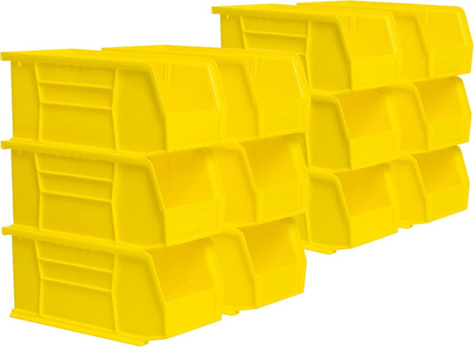 30230 AkroBins Plastic Storage Bins, Space-Saving Stackable Bins for Garage, Pantry, Craft Organization, 11" x 5" x 5", Yellow, 12-Pack