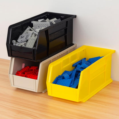 30230 AkroBins Plastic Storage Bins, Space-Saving Stackable Bins for Garage, Pantry, Craft Organization, 11" x 5" x 5", Yellow, 12-Pack