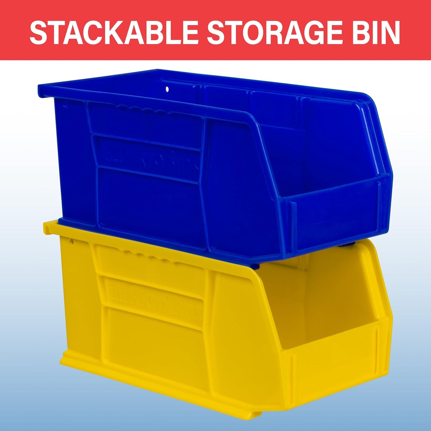 30230 AkroBins Plastic Storage Bins, Space-Saving Stackable Bins for Garage, Pantry, Craft Organization, 11" x 5" x 5", Yellow, 12-Pack