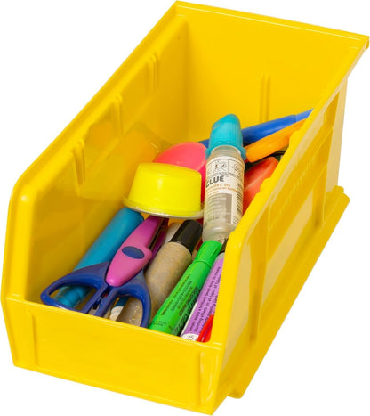 30230 AkroBins Plastic Storage Bins, Space-Saving Stackable Bins for Garage, Pantry, Craft Organization, 11" x 5" x 5", Yellow, 12-Pack