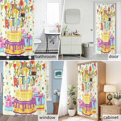 Birthday Theme Waterproof Shower Curtain for Bathroom Cute Cartoon Polyester Fabric Shower Curtain Set with Hooks, Decorative Bath Curtain for Home Decor 72x72 in