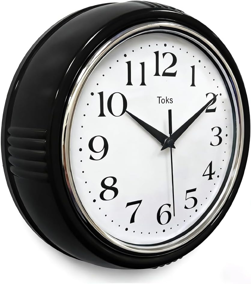 Retro Wall Clock, 9.5 Inch Vintage Design, Silent Non-Ticking Quartz Movement, Battery Operated, Perfect for Kitchen, Living Room, Office, and Indoor Use (Vintage Yellow)