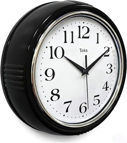 Retro Wall Clock, 9.5 Inch Vintage Design, Silent Non-Ticking Quartz Movement, Battery Operated, Perfect for Kitchen, Living Room, Office, and Indoor Use (Vintage Yellow)