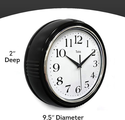 Retro Wall Clock, 9.5 Inch Vintage Design, Silent Non-Ticking Quartz Movement, Battery Operated, Perfect for Kitchen, Living Room, Office, and Indoor Use (Vintage Yellow)