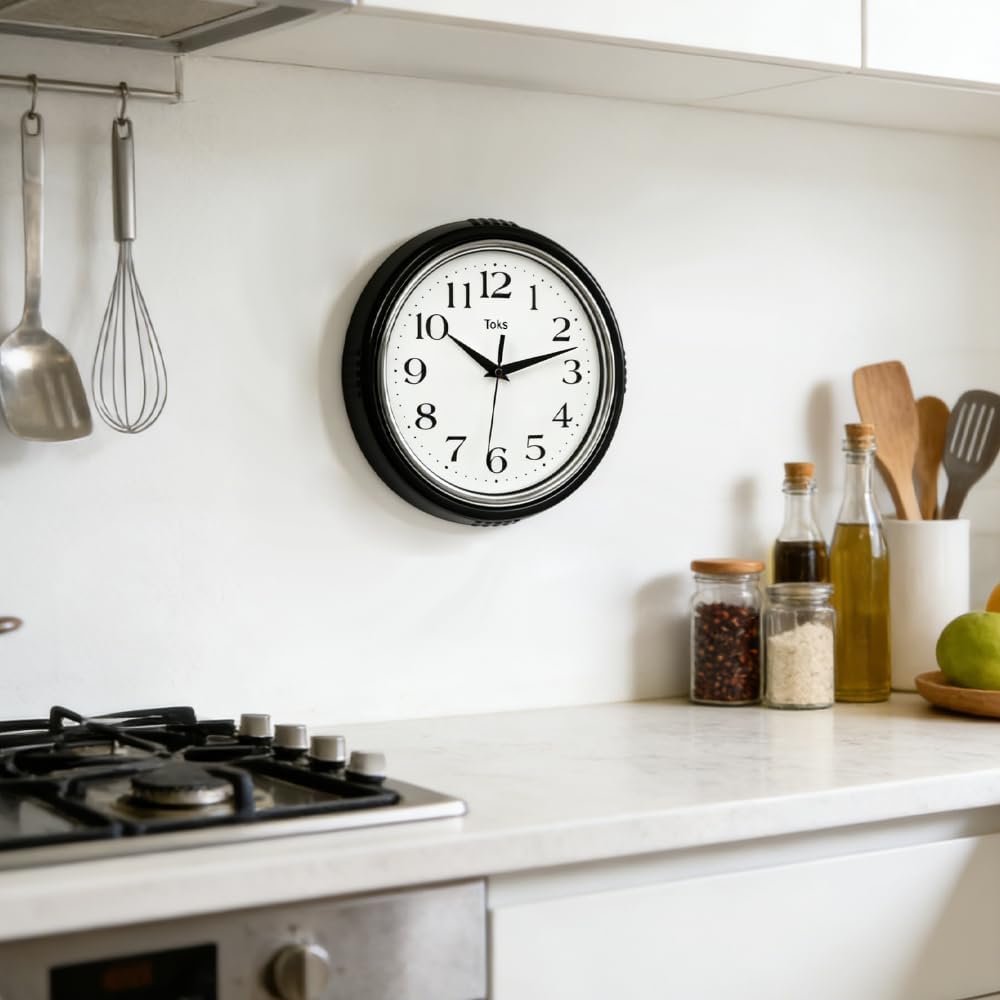Retro Wall Clock, 9.5 Inch Vintage Design, Silent Non-Ticking Quartz Movement, Battery Operated, Perfect for Kitchen, Living Room, Office, and Indoor Use (Vintage Yellow)