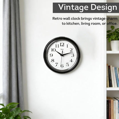 Retro Wall Clock, 9.5 Inch Vintage Design, Silent Non-Ticking Quartz Movement, Battery Operated, Perfect for Kitchen, Living Room, Office, and Indoor Use (Vintage Yellow)