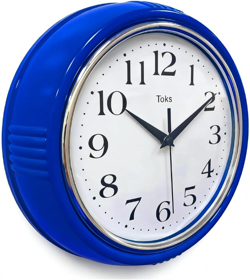 Retro Wall Clock, 9.5 Inch Vintage Design, Silent Non-Ticking Quartz Movement, Battery Operated, Perfect for Kitchen, Living Room, Office, and Indoor Use (Vintage Yellow)