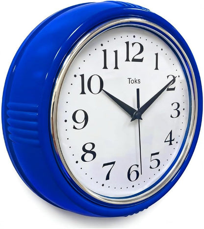 Retro Wall Clock, 9.5 Inch Vintage Design, Silent Non-Ticking Quartz Movement, Battery Operated, Perfect for Kitchen, Living Room, Office, and Indoor Use (Vintage Yellow)