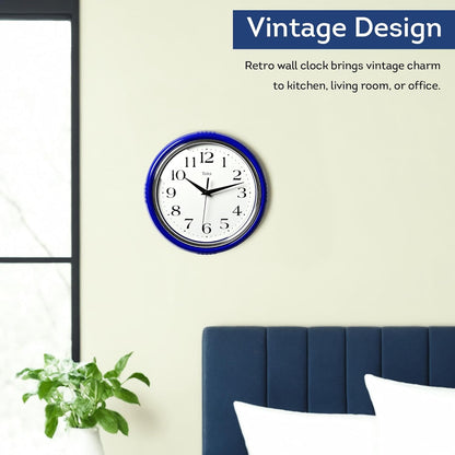 Retro Wall Clock, 9.5 Inch Vintage Design, Silent Non-Ticking Quartz Movement, Battery Operated, Perfect for Kitchen, Living Room, Office, and Indoor Use (Vintage Yellow)