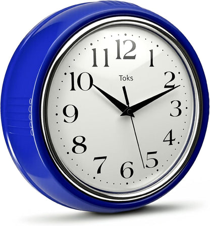 Retro Wall Clock, 9.5 Inch Vintage Design, Silent Non-Ticking Quartz Movement, Battery Operated, Perfect for Kitchen, Living Room, Office, and Indoor Use (Vintage Yellow)