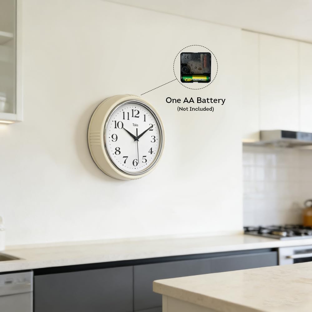 Retro Wall Clock, 9.5 Inch Vintage Design, Silent Non-Ticking Quartz Movement, Battery Operated, Perfect for Kitchen, Living Room, Office, and Indoor Use (Vintage Yellow)