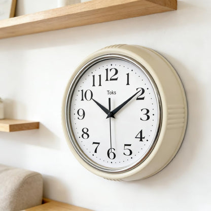 Retro Wall Clock, 9.5 Inch Vintage Design, Silent Non-Ticking Quartz Movement, Battery Operated, Perfect for Kitchen, Living Room, Office, and Indoor Use (Vintage Yellow)