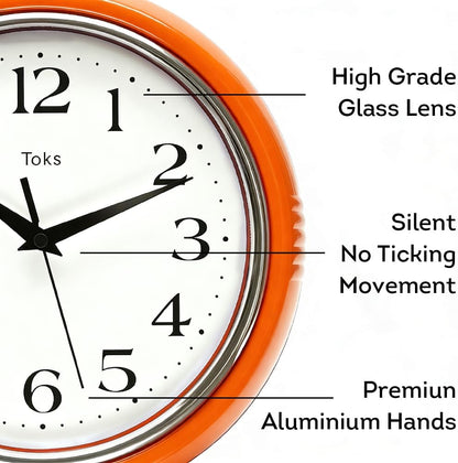 Retro Wall Clock, 9.5 Inch Vintage Design, Silent Non-Ticking Quartz Movement, Battery Operated, Perfect for Kitchen, Living Room, Office, and Indoor Use (Vintage Yellow)