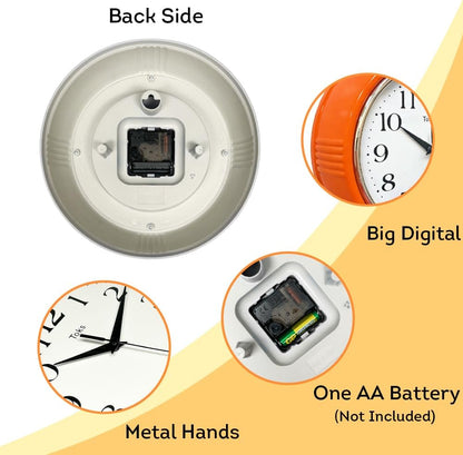 Retro Wall Clock, 9.5 Inch Vintage Design, Silent Non-Ticking Quartz Movement, Battery Operated, Perfect for Kitchen, Living Room, Office, and Indoor Use (Vintage Yellow)