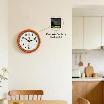 Retro Wall Clock, 9.5 Inch Vintage Design, Silent Non-Ticking Quartz Movement, Battery Operated, Perfect for Kitchen, Living Room, Office, and Indoor Use (Vintage Yellow)