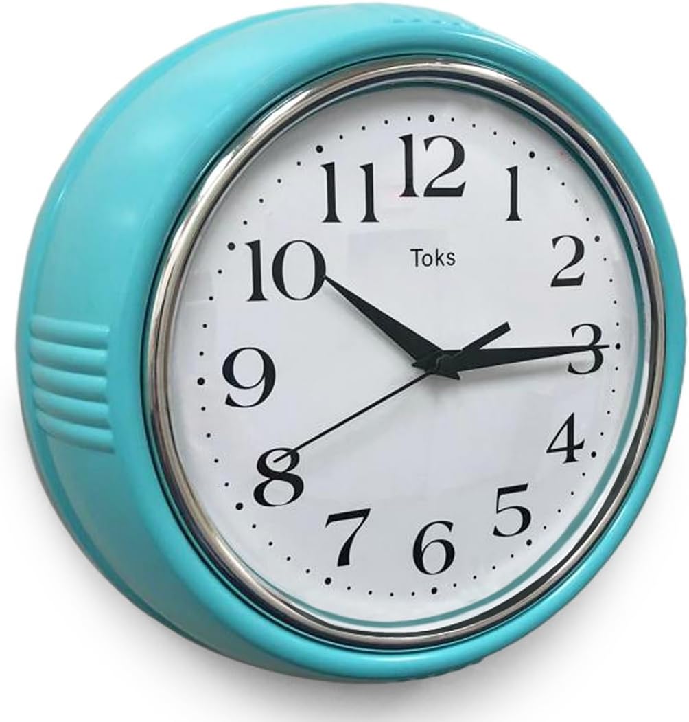 Retro Wall Clock, 9.5 Inch Vintage Design, Silent Non-Ticking Quartz Movement, Battery Operated, Perfect for Kitchen, Living Room, Office, and Indoor Use (Vintage Yellow)