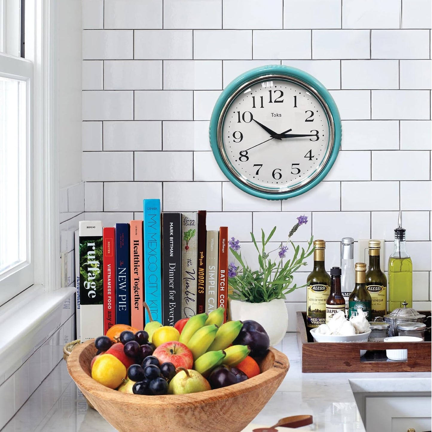 Retro Wall Clock, 9.5 Inch Vintage Design, Silent Non-Ticking Quartz Movement, Battery Operated, Perfect for Kitchen, Living Room, Office, and Indoor Use (Vintage Yellow)