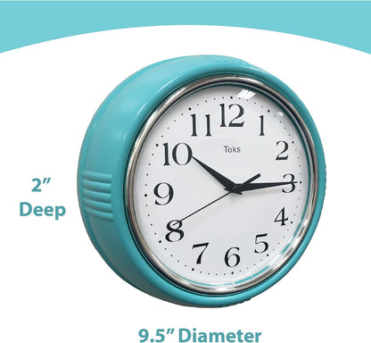 Retro Wall Clock, 9.5 Inch Vintage Design, Silent Non-Ticking Quartz Movement, Battery Operated, Perfect for Kitchen, Living Room, Office, and Indoor Use (Vintage Yellow)
