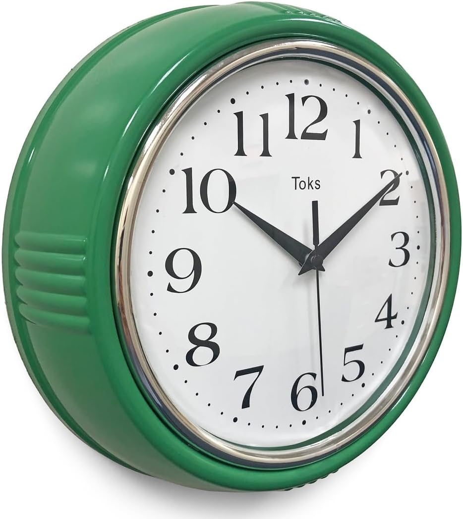 Retro Wall Clock, 9.5 Inch Vintage Design, Silent Non-Ticking Quartz Movement, Battery Operated, Perfect for Kitchen, Living Room, Office, and Indoor Use (Vintage Yellow)