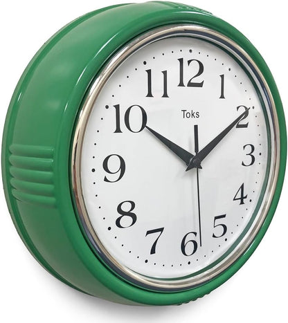 Retro Wall Clock, 9.5 Inch Vintage Design, Silent Non-Ticking Quartz Movement, Battery Operated, Perfect for Kitchen, Living Room, Office, and Indoor Use (Vintage Yellow)