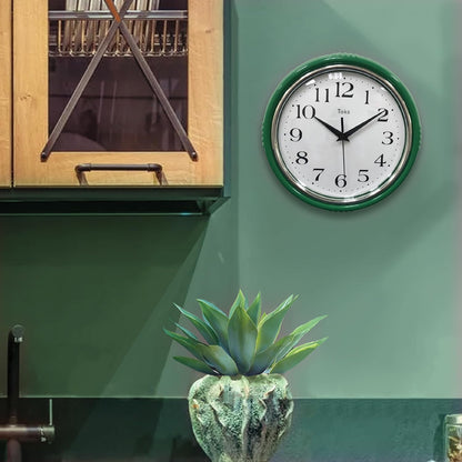 Retro Wall Clock, 9.5 Inch Vintage Design, Silent Non-Ticking Quartz Movement, Battery Operated, Perfect for Kitchen, Living Room, Office, and Indoor Use (Vintage Yellow)