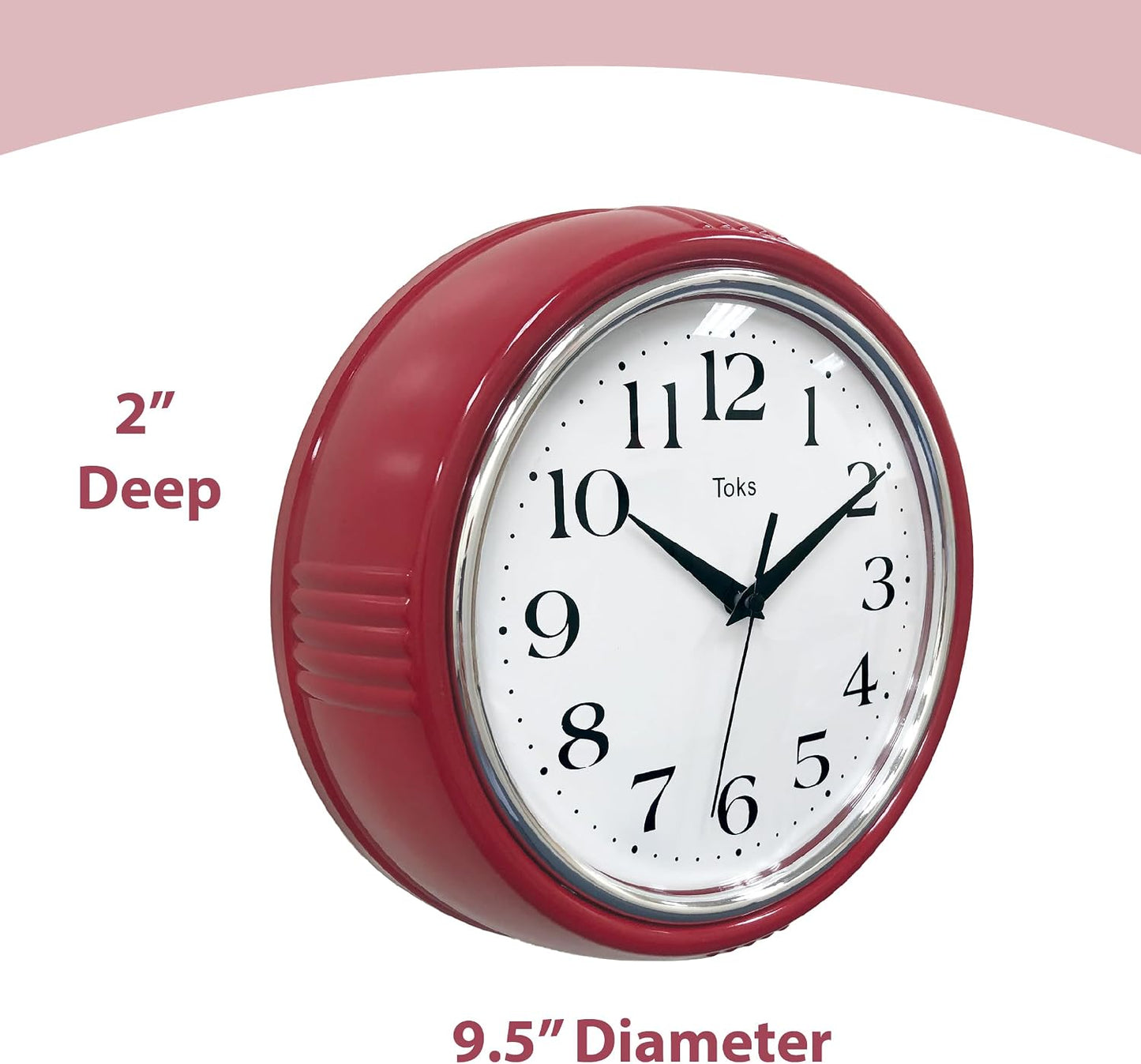 Retro Wall Clock, 9.5 Inch Vintage Design, Silent Non-Ticking Quartz Movement, Battery Operated, Perfect for Kitchen, Living Room, Office, and Indoor Use (Vintage Yellow)