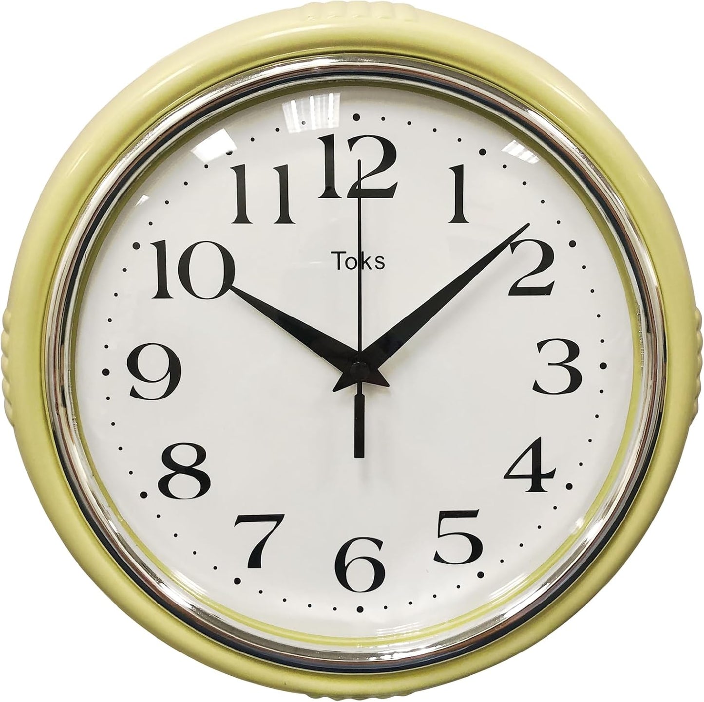 Retro Wall Clock, 9.5 Inch Vintage Design, Silent Non-Ticking Quartz Movement, Battery Operated, Perfect for Kitchen, Living Room, Office, and Indoor Use (Vintage Yellow)