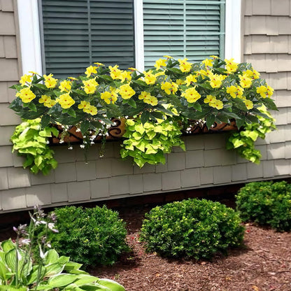 2 Pcs Artificial Impatiens Flowers for Outdoors Faux Impatiens Bushes Yellow Silk Flowers Greenery Artificial Impatiens Bouquet for Patio Lawn Garden Pot Hanging Basket Porch Decoration