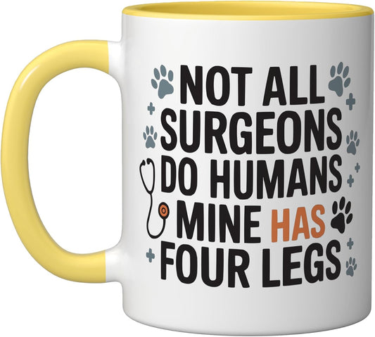 Veterinary Surgeon Veterinarian Pet Animal Care Ceramic Mug, Yellow/White, 11oz