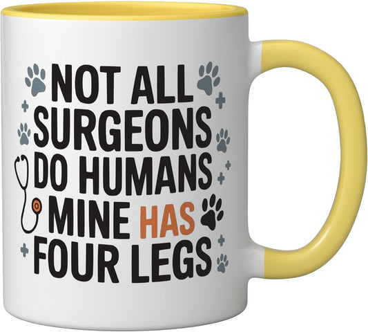 Veterinary Surgeon Veterinarian Pet Animal Care Ceramic Mug, Yellow/White, 11oz