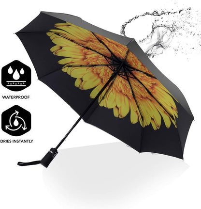 Travel Umbrella for Rain, Windproof Automatic Compact Umbrella | UV Sun Protection, Lightweight Waterproof Travel Size for Backpack & Car, Factory Direct