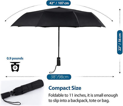 Travel Umbrella for Rain, Windproof Automatic Compact Umbrella | UV Sun Protection, Lightweight Waterproof Travel Size for Backpack & Car, Factory Direct