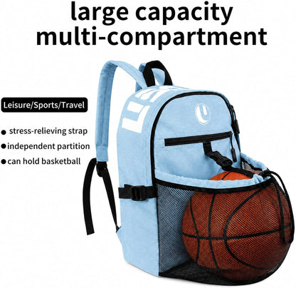 Basketball Backpack with Separate Ball Compartment & Shoe Storage - Durable Sports Bag for Kids & Youth, Water-Resistant Gym Bag for Soccer, Volleyball, and Basketball Gear Training