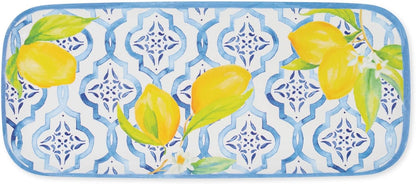 Lovely Lemons Melamine Serving Tray, 15 x 6.5 Inch Rectangular Serving Platter, BPA Free Food Tray for Party Entertaining