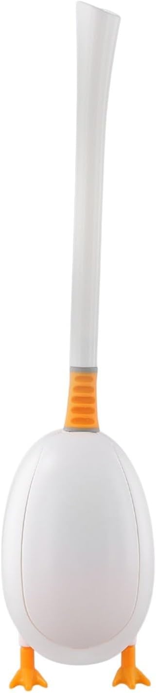 Novelty Duck Design Toilet Brush and Holder Set, Flexible Silicone Bristles, Space Saving Gravity Stand, Easy Rinse, Yellow(White)
