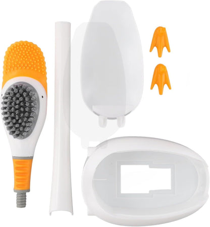 Novelty Duck Design Toilet Brush and Holder Set, Flexible Silicone Bristles, Space Saving Gravity Stand, Easy Rinse, Yellow(White)