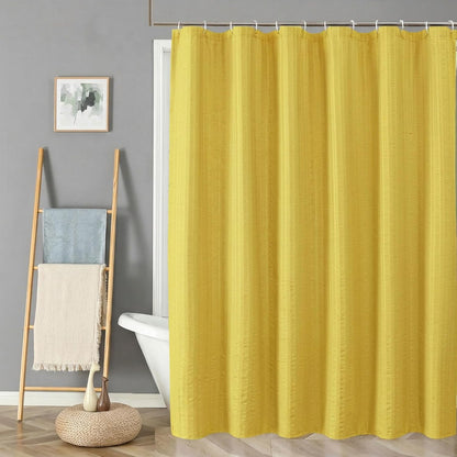 Moga Lemon Yellow Shower Curtain - 3D Embossed Cloth Shower Curtain for Bathroom, Hotel Luxury Yellow Bathroom Curtains, Machine Washable, Standard Size 72Wx78H