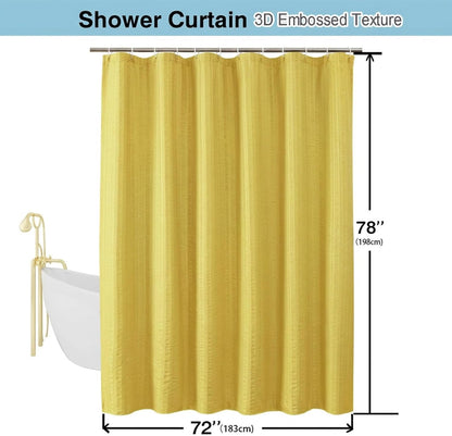 Moga Lemon Yellow Shower Curtain - 3D Embossed Cloth Shower Curtain for Bathroom, Hotel Luxury Yellow Bathroom Curtains, Machine Washable, Standard Size 72Wx78H