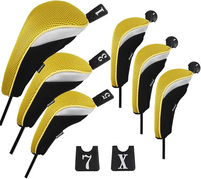 6pcs/Set Golf Club Head Covers Woods Driver Hybrid Set | 3 Hybrid Club Head Covers + 3 Woods Club Head Covers