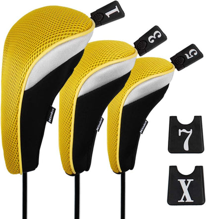 6pcs/Set Golf Club Head Covers Woods Driver Hybrid Set | 3 Hybrid Club Head Covers + 3 Woods Club Head Covers