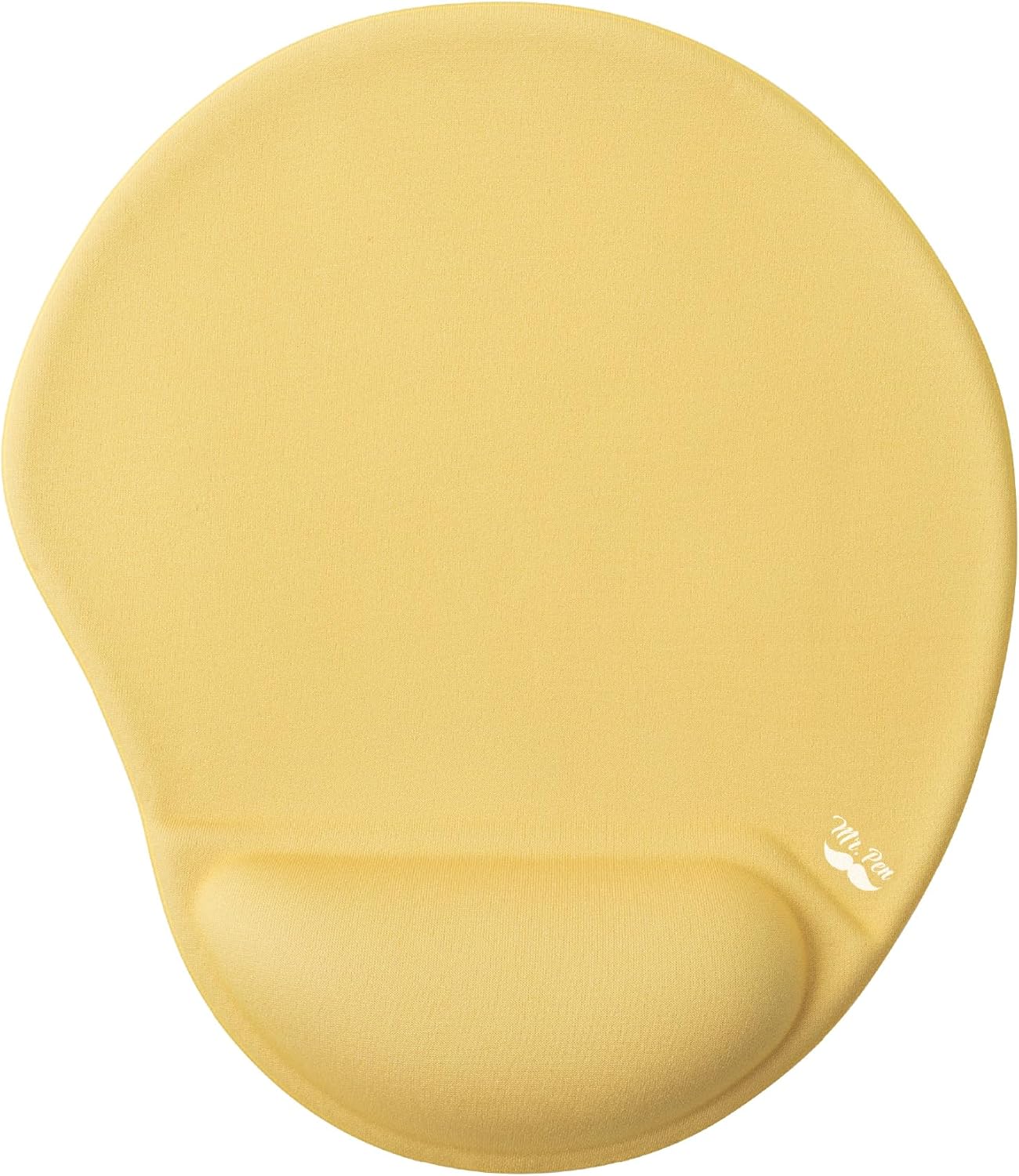 Ergonomic Mouse Pad with Wrist Rest | Yellow Breathable Fabric with Memory Foam Cushion, Non-Slip Rubber Base, Gel Mouse Pad with Wrist Support