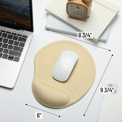 Ergonomic Mouse Pad with Wrist Rest | Yellow Breathable Fabric with Memory Foam Cushion, Non-Slip Rubber Base, Gel Mouse Pad with Wrist Support