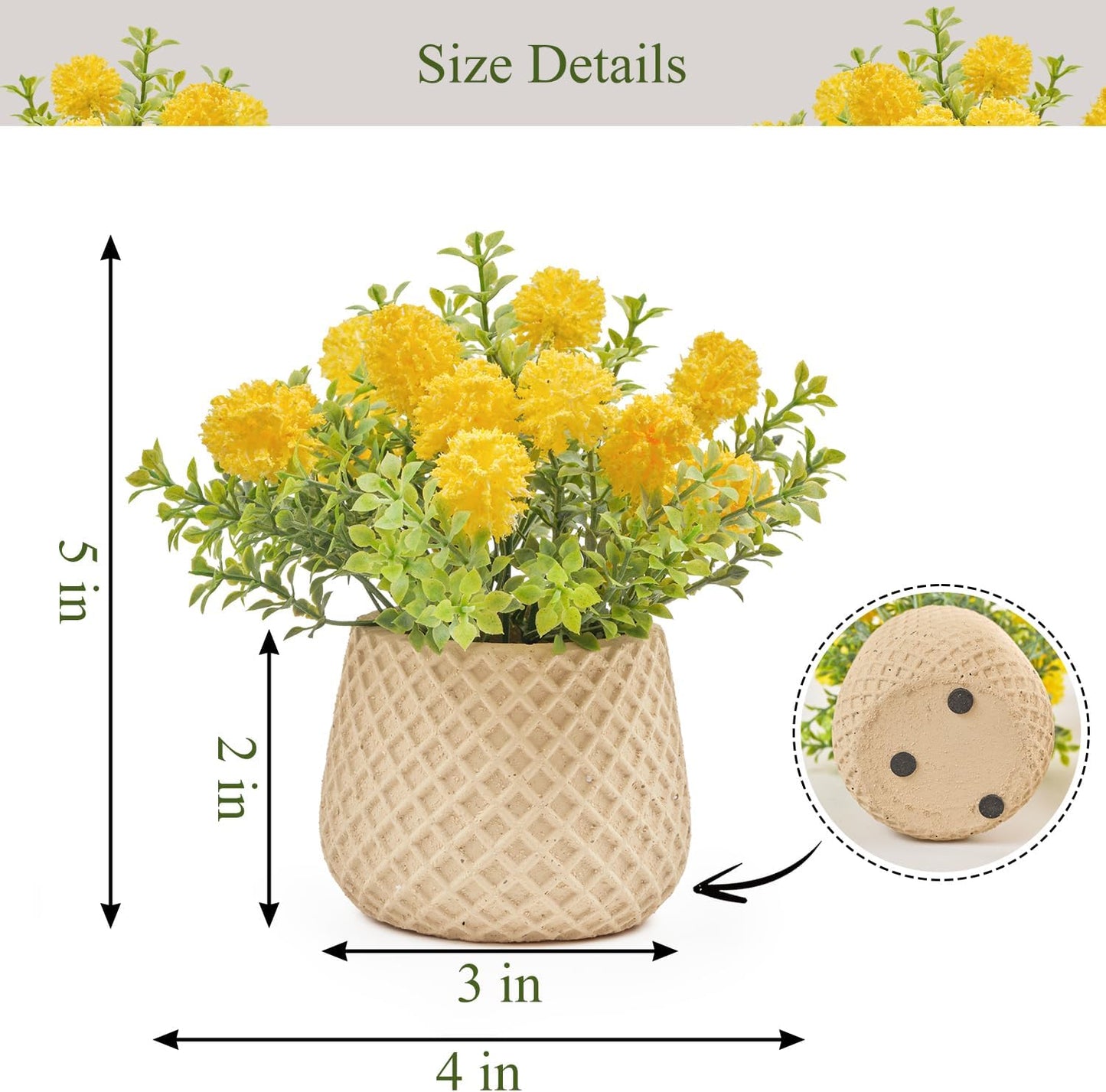 Fake Plants Small with 2 Pack, The Goleden Ball Flower for Bathroom Shelf Decor, Decorative Plants for Home Living Room Office Bedroom Table Tray Shelve Farmhouse Decor Indoor(Yellow)