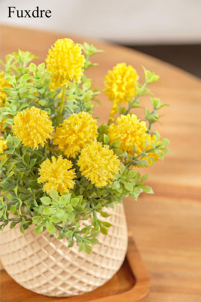 Fake Plants Small with 2 Pack, The Goleden Ball Flower for Bathroom Shelf Decor, Decorative Plants for Home Living Room Office Bedroom Table Tray Shelve Farmhouse Decor Indoor(Yellow)
