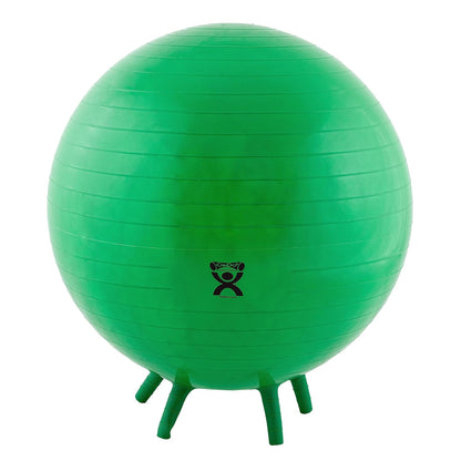 30-1891 Non-Slip Inflatable Exercise Ball with Stability Feet for Exercise, Workout, Core Training, Yoga, Pilates, Active Sitting in Gym, Office, Home or Classroom. Yellow 18"