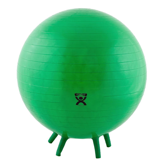 30-1891 Non-Slip Inflatable Exercise Ball with Stability Feet for Exercise, Workout, Core Training, Yoga, Pilates, Active Sitting in Gym, Office, Home or Classroom. Yellow 18"